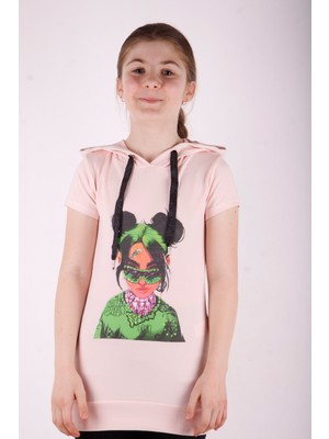 Toontoy Kız Çocuk Billie Eilish Baskılı Kapüşonlu Tişört