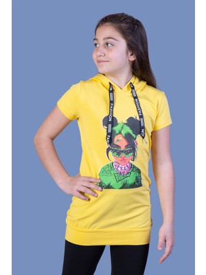 Toontoy Kız Çocuk Billie Eilish Baskılı Kapüşonlu Tişört