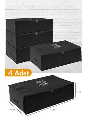 4 Adet - Mega Boy Baza Altı Siyah Hurç 74 x 46 x 22 cm