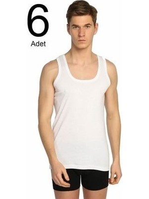 Tutku Erkek Beyaz Ribana Klasik Atlet 6'lı Paket Nefes Alabilir Bisiklet Yaka Düz Desen