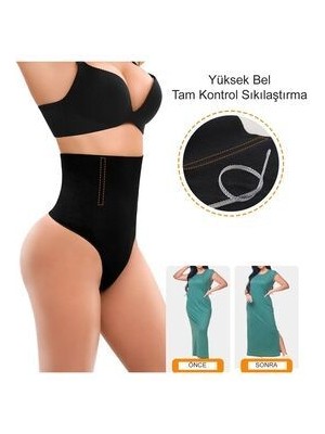 Form Angel Yüksek Bel Kadın Toparlayıcı Korse Siyah Slip String Modeli ile Tam Kontrol Sağlar