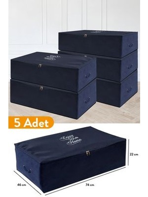 5 Adet - Mega Boy Baza Altı Lacivert Hurç 74 x 46 x 22 cm