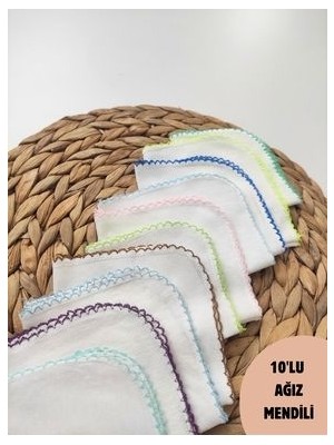 10'lu Bebek Ağız Mendili %100 Pamuklu Penye Kumaş Bebek Temizleme Bezi Yenidoğan Ter Bezi