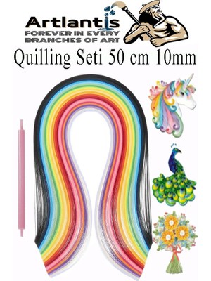 Artlantis Quilling Seti 10 mm Kalın 1 Paket Quling Kağıt Katlama Kıvırma Sanatı Telkari Kuiling Karışık Renkli