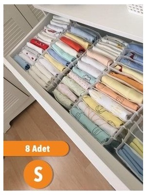8 Adet - Small 11 Gözlü Çekmece Içi Düzenleyici Organizer 12 x 40 x 12