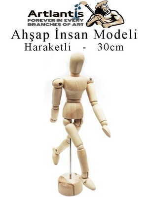 Artlantis Ahşap Insan Modeli 1 Adet Insan Figürlü Ahşap Model Manken Resim Ressam Eğitimi Tahta Adam Kukla Stilist