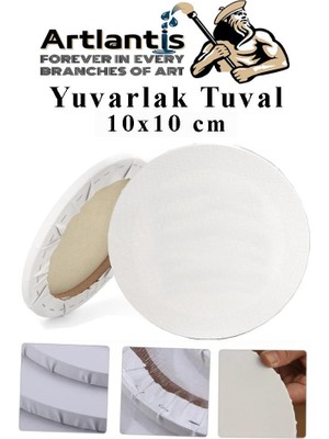 Artlantis Yuvarlak Tuval 10X10 cm 1 Adet Arkadan Zımbalı Astarlı Resim Tuvali Akrilik Boya Yağlı Boya Daire Tuval
