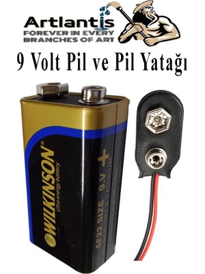 Artlantis 9 Volt Pil ve Pil Yatağı 1 Adet 9V Pil Yuvası Ikili 9V Pil Başlığı Pil Tutucu Çift Başlıklı Kare Pil Okul Elektrik Deney
