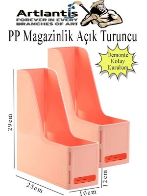 Artlantis Açık Turuncu Magazinlik Demonte Plastik 2 Adet Plastik Kutu Klasörü Magazinlik A4 Dosya ve Masa Düzenleyici Sınıf Ev Ofis