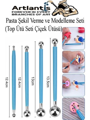 Artlantis Top Uçlu Pasta Şekil Verme ve Modelleme Seti 4 Lü 1 Paket Top Ütü Çiçek Ütüsü Şeker Hamuru Şekillendirme Pasta Fondan