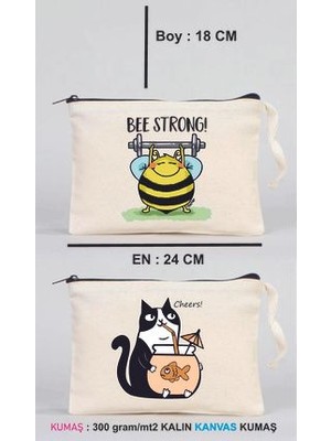 Baskılı Kanvas Makyaj Çantası