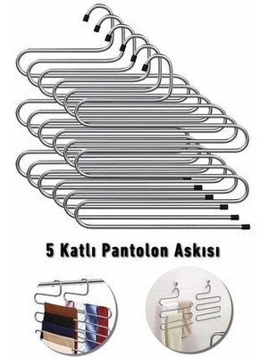 6 Adet Metal Pantolon Eşarp Askısı 5 Katlı 6 Adet Askı