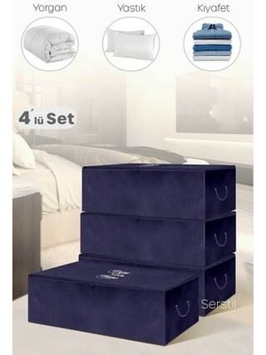 4 Adet - Büyük Boy Baza Altı Lacivert Hurç 62 x 46 x 22 cm