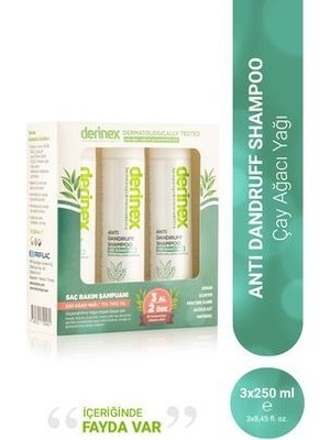 Derinex Anti Dandruff Çay Ağacı Yağı Selenyumlu Kepek Karşıtı Şampuan 250 ml