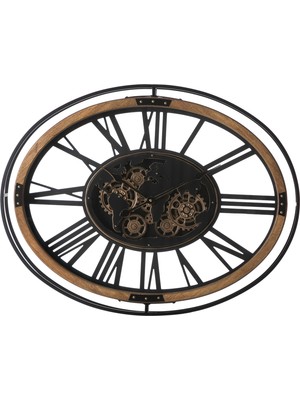Brown Çarklı Duvar Saati 87X67X8CM