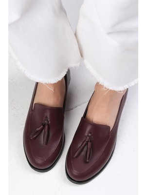 Mio Gusto Iris Bordo Renk Kadın Oxford Günlük Düz Ayakkabı