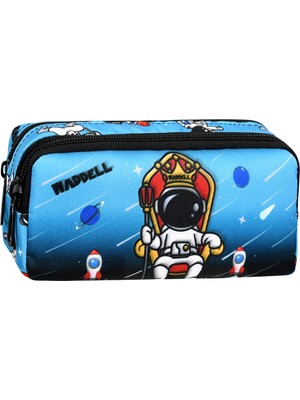 Niss Store Waddell Lisanslı Mavi Astronot Desenli 2 Cepli Kalem Kutusu
