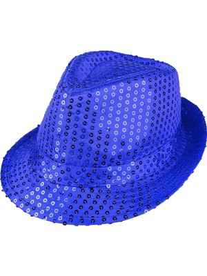 Colezium Disko Star Mavi Payetli Fötr Şapka Yetişkin Boy