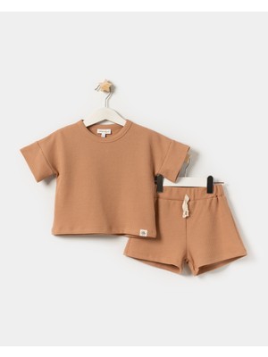 Minipodyum Oversize Düşük Kol Şortlu Unisex Ikili Takım