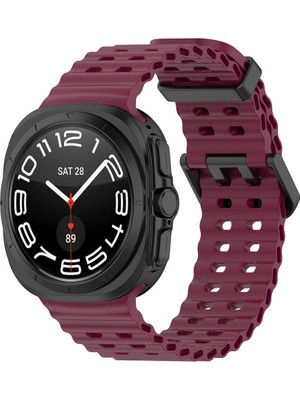 ZORE Galaxy Watch Ultra 47MM KRD-118 Tırtıklı Tasarım Silikon Kordon-Koyu KIRMIZI-8680436807637-OTNV