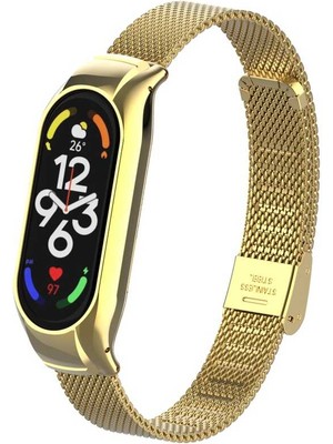 ZORE Xiaomi Mi Band 7 Uyumlu Krd-06 Metal Kordon - GOLD-8680436607190-OTNV77019