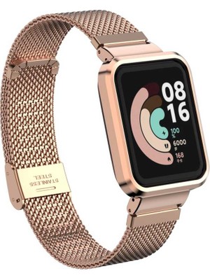 ZORE Xiaomi Redmi Watch (Mi Watch Lite) Uyumlu Krd-59 Metal Kordon - Rose GOLD-8680436421222-OTNV715