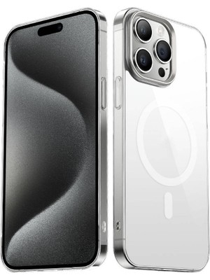 Apple iPhone 15 Pro Kılıf Zore Wireless Şarj Özellikli Şeffaf G-Glass KAPAK-GÜMÜŞ-8680436727249-OTNV