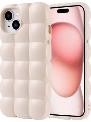 Apple iPhone 15 Kılıf Parlak Esnek Silikon Zore Dom Dom KAPAK-BEYAZ-8680436792162-OTNV107175