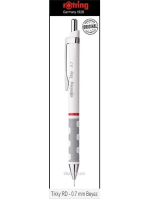 Rotring Tikky RD 0.7 MM Beyaz Metal Mekanik Kurşun Kalem Ergonomik Tasarım