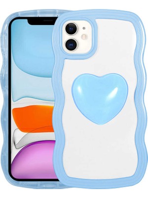 Apple iPhone 11 Kılıf Renkli Kalp Figürlü Zore Ponçik KAPAK-MAVI-8680436588833-OTNV74508