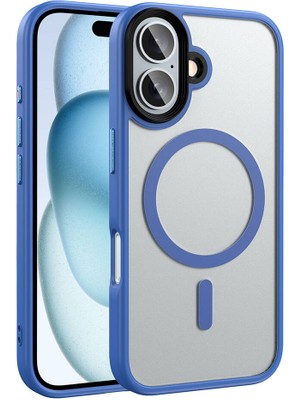 ZORE Apple iPhone 16 Plus Kılıf Mat Arka Yüzey Wireless Şarj Özellikli Zore Flet Magsafe KAPAK-MAVI-86804