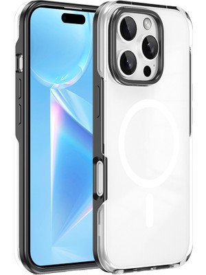 ZORE Apple iPhone 16 Pro Max Kılıf Magsafe Şarj Özellikli Çıkarılabilir Arka Yüzeyli Zore Polar Kapak-Siy-Siyah