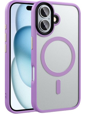 ZORE Apple iPhone 16 Plus Kılıf Mat Arka Yüzey Wireless Şarj Özellikli Zore Flet Magsafe KAPAK-PEMBE-8680