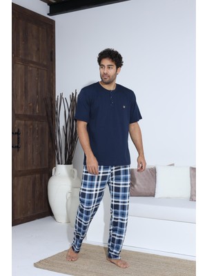 Pemilo Erkek 70042 Kısa Kol Yaka Düğmeli Pijama Takımı