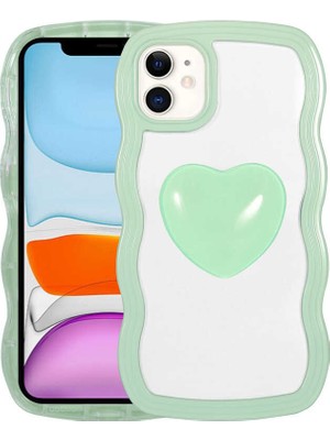 Apple iPhone 11 Uyumlu Renkli Kalp Figürlü Zore Ponçik Kapak-Su YEŞIL-8680436588840-TA74507-OTNV