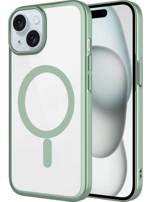 ZORE Apple iPhone 15 Uyumlu Wireless Şarj Özellikli Sert Pc Zore Mat Riksos Magsafe KAPAK-YEŞIL-8680436729427-T