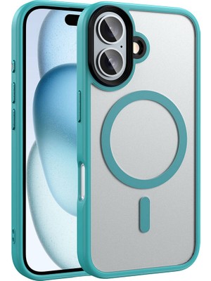ZORE Apple iPhone 16 Plus Kılıf Mat Arka Yüzey Wireless Şarj Özellikli Zore Flet Magsafe KAPAK-YEŞIL-8680