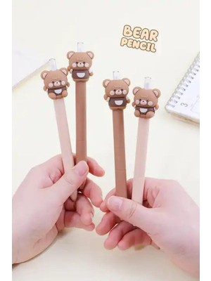 Nasadan Coffee Bear 0,7 mm Uçlu Metal Gövdeli Versatil Kalem 1 Adet Renkli Tasarım ile Eğlenceli Yazım