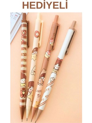 ÖZ OFİS Lucky Stars 0.7 Uçlu Kalem Seti Metal Gövdeli 4'lü Renkli Tasarım Hediye Seti