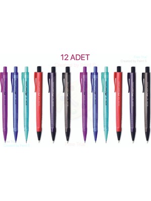 Faber-Castell Econ Versatil 0,7 mm Uçlu Kalem Seti 12 Adet Metal Gövdeli Şeffaf ve Koyu Renkler