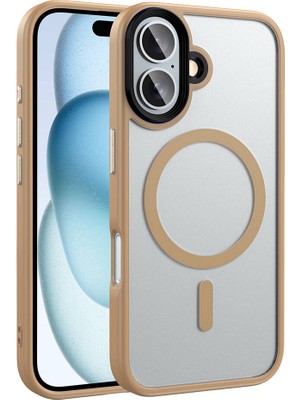 Apple iPhone 16 Plus Kılıf Mat Arka Yüzey Wireless Şarj Özellikli Zore Flet Magsafe Kapak-Rose Brown