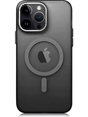 Apple iPhone 14 Pro Max Kılıf Magsafe Şarj Özellikli Buzlu Sert Pc Zore Tuval KAPAK-SIYAH-8680436689