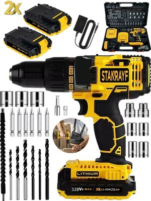 Stanrayf Alman E-Tech 258 Vf 25 Ah Çift Çelik Şanzıman Bakır Sargılı Çift Akülü Şarjlı Vidalama Matkap