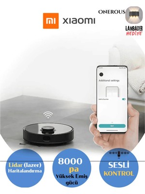 8000PA Yüksek Güç Wi-Fi Akıllı Kontrol Mi Robot S10T Lidar Tarama Robot Süpürge Lambader Hediye