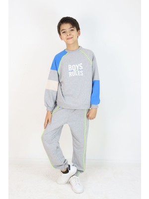 Erkek Çocuk Boys Rules  Baskılı Örme Basic Eşofman Takımı