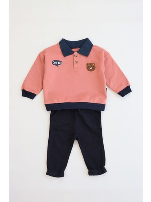 Pijamella Erkek Bebek&çocuk Iki Iplik Kumaş Orta Kalınlıkta Polo Yaka Örme Basic Alt Üst Eşofman Takımı