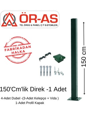Ör-As Tel Örgü Panel Çit Diregi AKSESUARLI150 cm Yeşil Renk