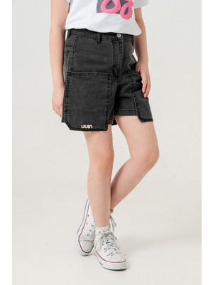 Kız Çocuk Üstten Cepli Kot Şort 2857