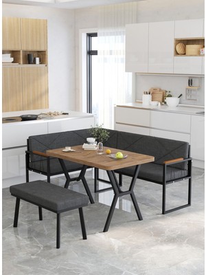 Src Serisi Mutfak, Balkon Köşe Takımı, 70 x 110  cm  Atlantik Masalı - Antrasit
