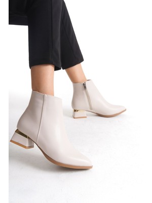 Limeo Kısa Topuklu Fermuarlı Sade Klasik Kısa Kadın Bot Bootie